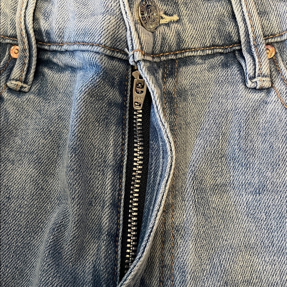 Mother The Dazzler Shift Not Rough Enough Insider Crop Step Fray Size 28 Blue - Picture 11 of 11